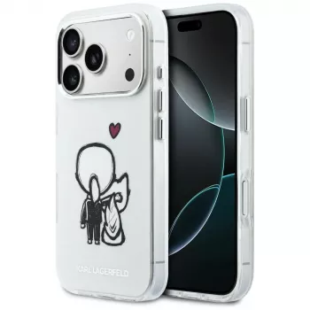 Husă MagSafe Karl Lagerfeld Karl & Choupette Back pentru iPhone 17 Pro, transparentă
