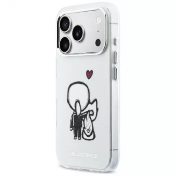 Husă MagSafe Karl Lagerfeld Karl & Choupette Back pentru iPhone 17 Pro, transparentă