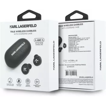 Căști TWS Karl Lagerfeld Saffiano Logo ENC, negre