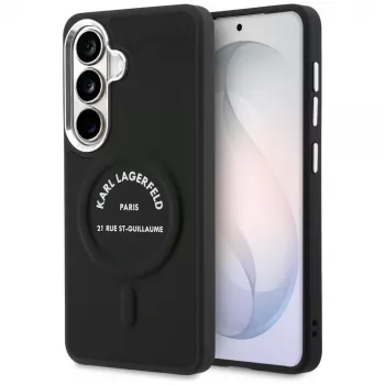 Husă MagSafe Karl Lagerfeld Embossed Ring RSG Logo pentru Samsung Galaxy S26+, neagră