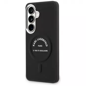 Husă MagSafe Karl Lagerfeld Embossed Ring RSG Logo pentru Samsung Galaxy S26+, neagră