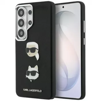 Husă metalică Karl Lagerfeld Saffiano Double Heads pentru Samsung Galaxy S26 Ultra, neagră