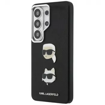 Husă metalică Karl Lagerfeld Saffiano Double Heads pentru Samsung Galaxy S26 Ultra, neagră