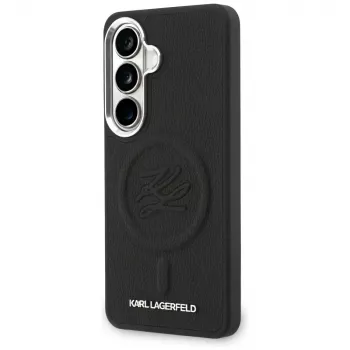Husă MagSafe Karl Lagerfeld Embossed Ring Initials pentru Samsung Galaxy S26+, neagră