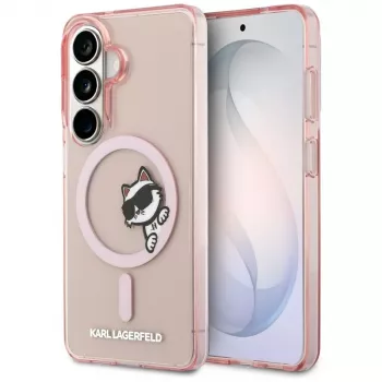Husă MagSafe Karl Lagerfeld IML Peekaboo Choupette pentru Samsung Galaxy S26, roz