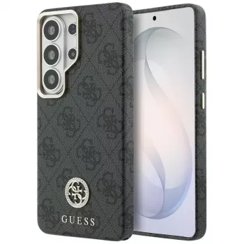 Husă MagSafe Guess 4G Rhinestone Round Logo pentru Samsung Galaxy S26 Ultra, neagră