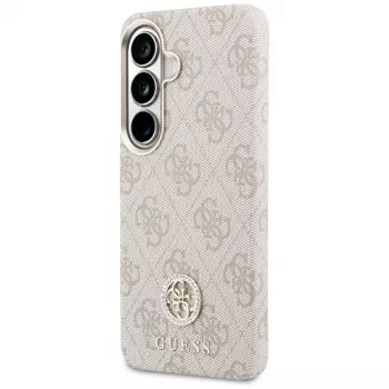 Husă MagSafe Guess 4G Rhinestone Round Logo pentru Samsung Galaxy S26, roz