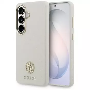 Husă MagSafe Guess Rhinestone Round Logo pentru Samsung Galaxy S26, bej