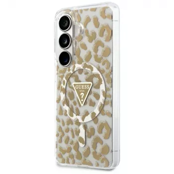 Husă MagSafe Guess IML Leopard Print Triangle pentru Samsung Galaxy S26, maro