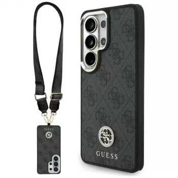Kit husă MagSafe Guess 4G Big Rhinestone Triangle Strap pentru Samsung Galaxy S26 Ultra, negru