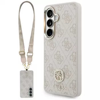 Guess 4G Big Rhinestone Huse telefon cu bretea triunghi MagSafe & set bretea pentru Samsung Galaxy S26, Roz