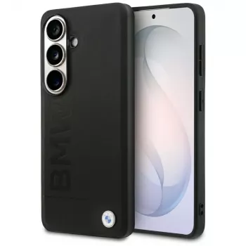 Husă MagSafe BMW Leather Hot Stamp pentru Samsung Galaxy S26, neagră
