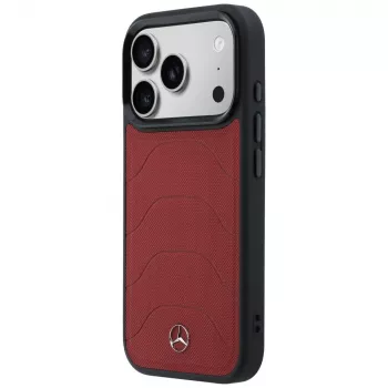 Husă MagSafe Mercedes din piele Mesh cu Bow Line pentru iPhone 17 Pro, roșu