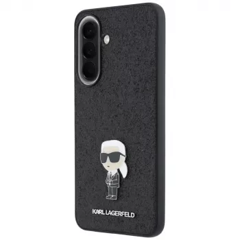 Carcasă spate Karl Lagerfeld Fixed Glitter Ikonik Logo Metal Pin pentru Samsung Galaxy A57 5G, neagră