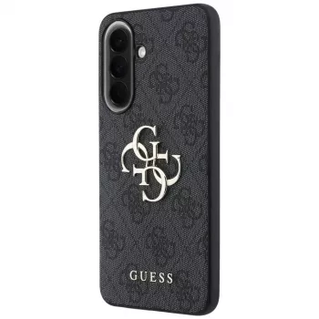 Husă din piele Guess 4G Metal Logo pentru Samsung Galaxy A37 5G, neagră