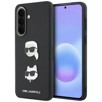 Husă KARL LAGERFELD pentru Samsung Galaxy A37 5G cu Karl & Choupette Heads, Pins & Logo, neagră