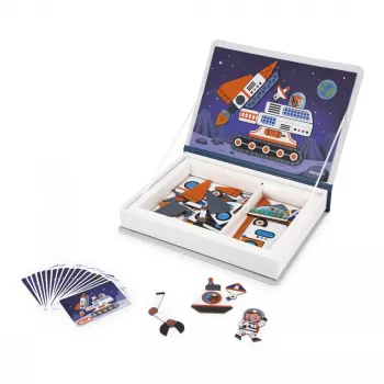Joc educativ magnetic Janod Magnetibook Kosmos - temă spațială