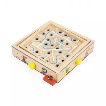 Joc labirint cu bile Janod Applepop - labirint din lemn cu stilou magnetic pentru copii de la 5 ani