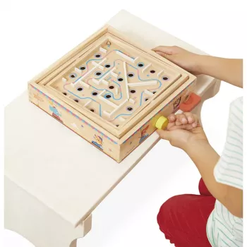 Joc labirint cu bile Janod Applepop - labirint din lemn cu stilou magnetic pentru copii de la 5 ani