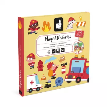 Set magnetic de povestiri Janod Magneti'stories Pompieri - 30 piese