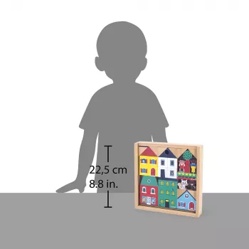 Set de cuburi și figurine Janod, 36 piese, City Cross Roads, 2+