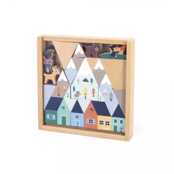 Set de cuburi și figurine Janod, 35 piese - Cross Roads Mountains