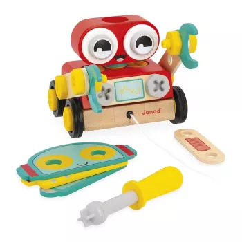 Jucărie din lemn de asamblat și tras Janod Brico'Kids robot 2+