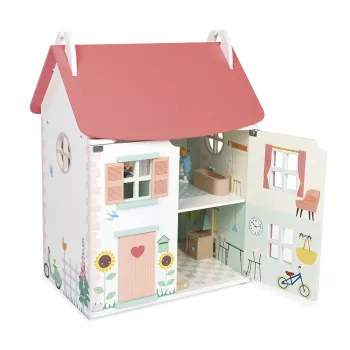 Casă de păpuși din lemn JANOD Lilliputiens cu 15 accesorii J06467