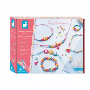 Set de creare bijuterii DIY Janod cu mărgele flori 6+
