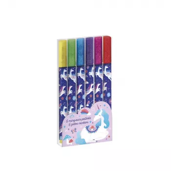 Carioci cu sclipici Janod 6 culori Unicorns Dreamland 6+