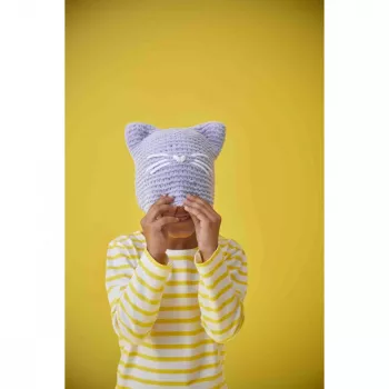 Set creativ de tricotat Janod - căciulă pisicuță pentru copii, 8+