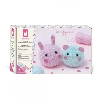 Set creativ de bricolaj Janod cu pom-pom - 2 animale mici - de la 7 ani