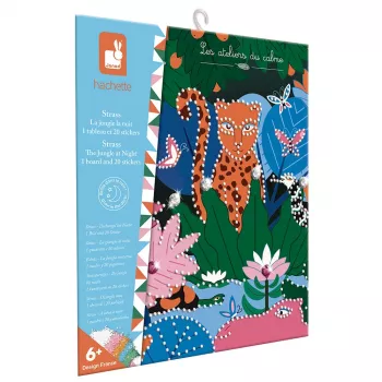 Kit de creație cu mozaic din cristale fosforescente Janod - Night Jungle - activitate creativă pentru copii 6+