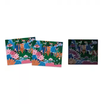 Kit de creație cu mozaic din cristale fosforescente Janod - Night Jungle - activitate creativă pentru copii 6+