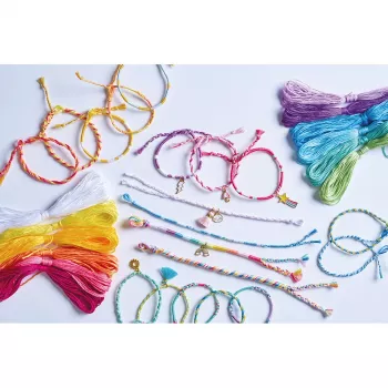 Set creativ de bricolaj Janod pentru confecționat bijuterii, brățări curcubeu, 30 piese, 8+