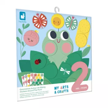 Set creativ Janod My Arts & Crafts pentru copii de 2 ani, autocolante rotunde Around the Pond
