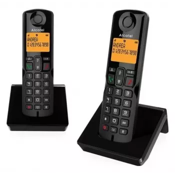 Alcatel S280 DUO Cordless DECT Phone with Answering Machine - 2 Handsets, Black