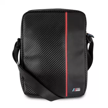 Husă pentru tabletă BMW 8 inch Carbon Red Stripe, neagră