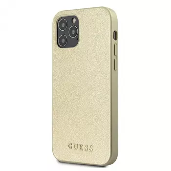Husă rigidă Guess GUHCP12LIGLGO pentru iPhone 12 Pro Max 6,7 inch Gold Iridescent