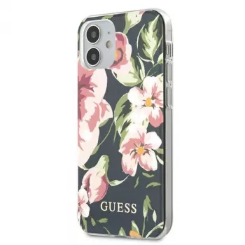 Guess Flower Collection husă spate pentru Apple iPhone 12 Mini - bleumarin