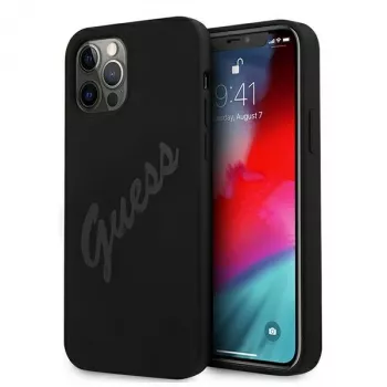 Husă rigidă Guess Script Vintage pentru Apple iPhone 12 Pro Max 6,7 inch Negru