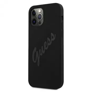 Husă rigidă Guess Script Vintage pentru Apple iPhone 12 Pro Max 6,7 inch Negru