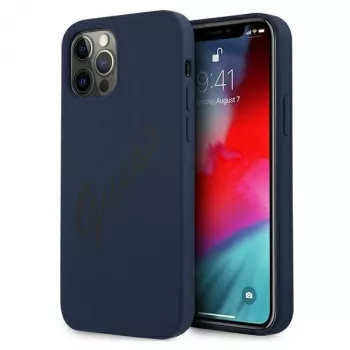 Husă rigidă Guess Script Vintage pentru Apple iPhone 12 / iPhone 12 Pro 6,1 inch Albastru
