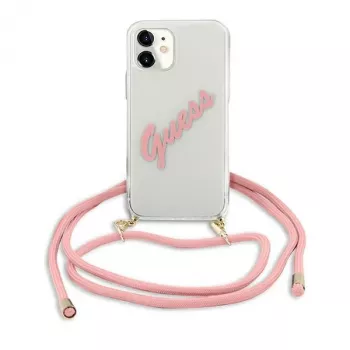 Husă rigidă Guess GUHCP12SCRTVSPI pentru iPhone 12 mini 5,4 inch Pink Script Vintage