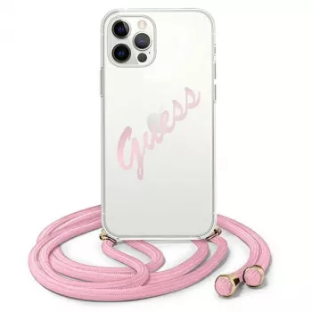 Husă rigidă Guess Script Vintage pentru iPhone 12 / 12 Pro 6,1 inch - Roz