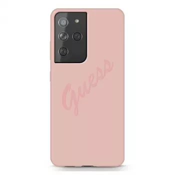 Guess GUHCS21LLSVSPI Script Vintage Husă rigidă pentru Samsung Galaxy S21 Ultra (SM-G998) - roz