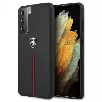 Ferrari FEOSIHCS21MBK S21+ G996 Husă rigidă neagră Off Track din piele cu dungi de nailon