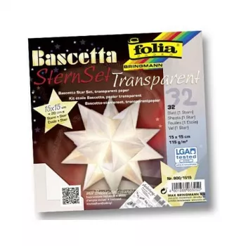 Set de hârtie origami Folia Bascetta Star Midi, 32 foi, 15x15 cm