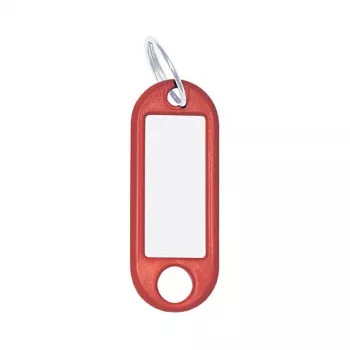 WEDO Inel pentru chei cu etichetă, diametru: 18 mm, plastic roșu, cu inserție albă inscripționabilă înlocuibilă (262 101802)