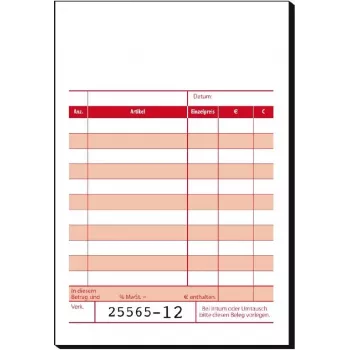 SIGEL KC621 carnet de chitanțe de casă cu filă de adunare, 10 x 16,5 cm, 2 x 50 pagini, numerotate consecutiv